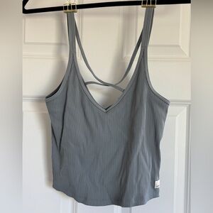 Vuori Gray Ribbed Strappy Tank Top